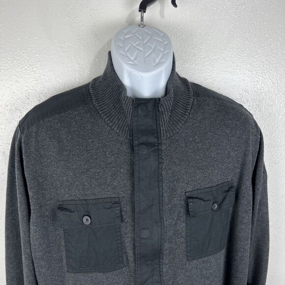 Refectory London Sweater Jacket Men Extra Large Grey Black Snap Button Zip Knit - Picture 5 of 13